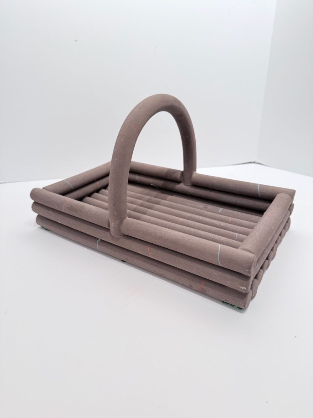 Vintage Karl Springer Matte Bisque Porcelain Basket Centerpiece